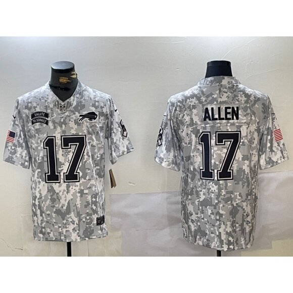 Mens Youths Kids Womens 17 Josh Allen Salute to Service Stitched Jersey